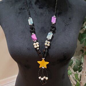 Womens Fashions Multicolor Glass Star Beaded Pendant Collar Necklace Jewellery